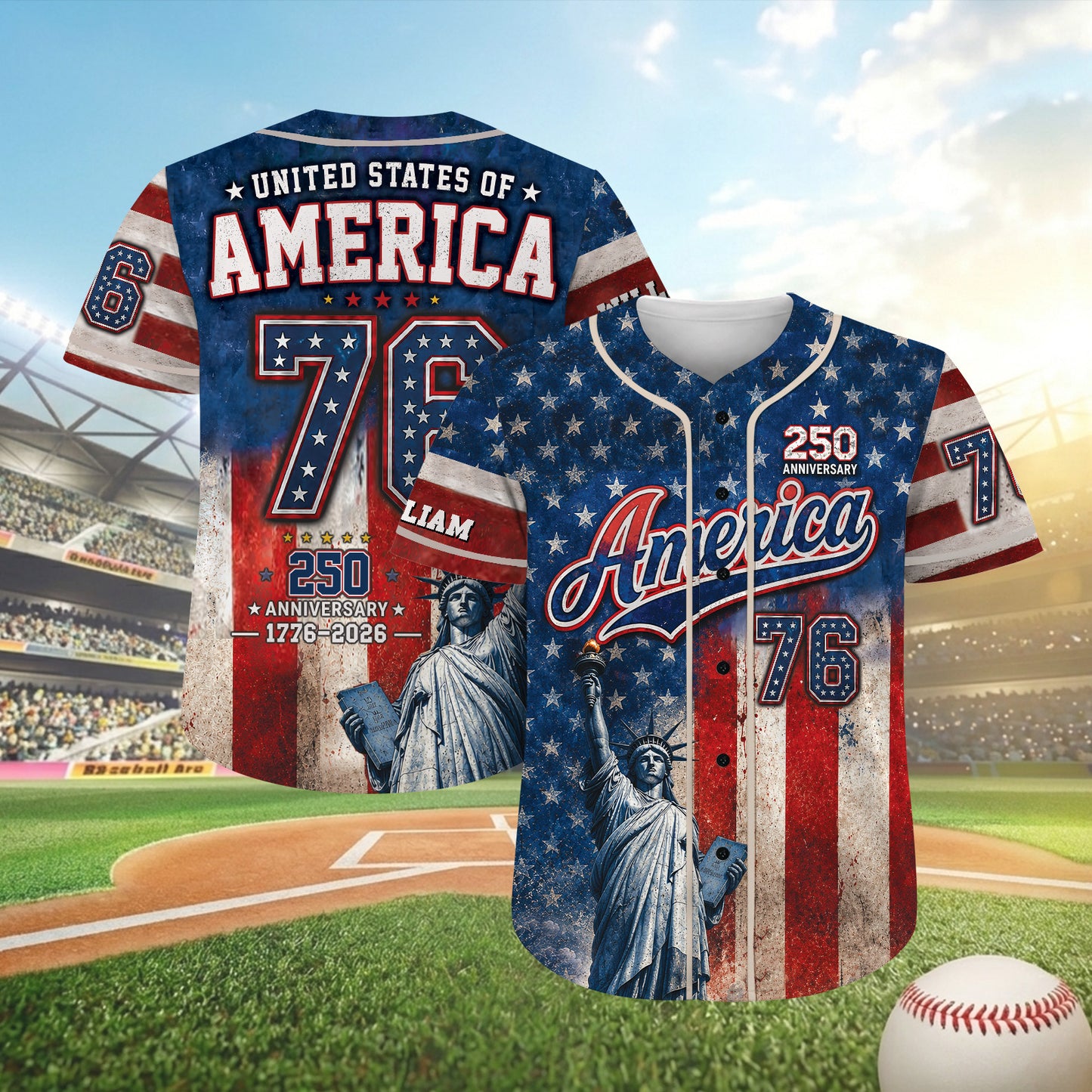 Personalized USA 250 Years Anniversary Baseball Jersey Shirt, Custom Patriotic USA Shirt 685158