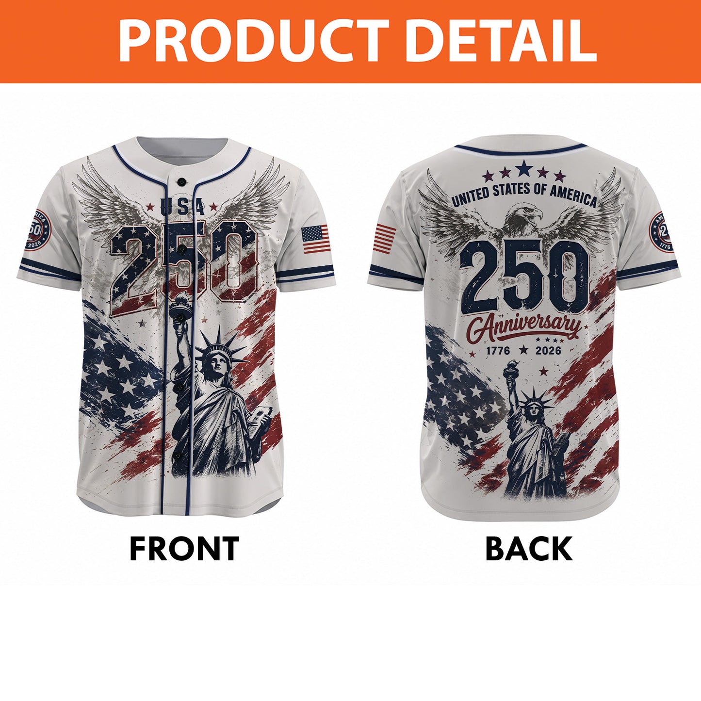 USA 250 Years Anniversary Baseball Jersey Shirt, Patriotic Liberty 1776-2026 4th of July Shirt 685168