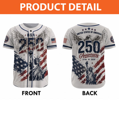 USA 250 Years Anniversary Baseball Jersey Shirt, Patriotic Liberty 1776-2026 4th of July Shirt 685168