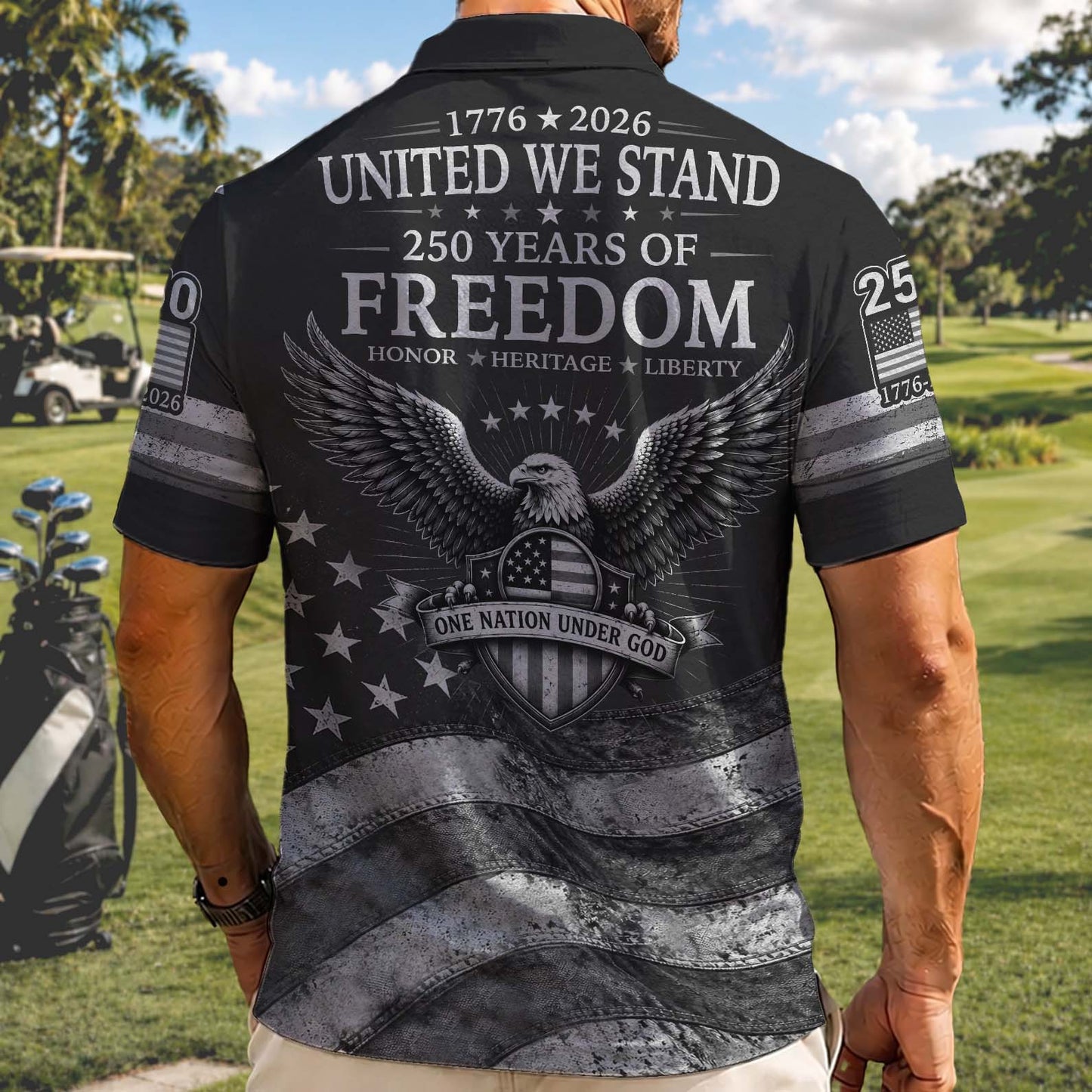USA 250th Anniversary Patriotic Golf Polo Shirt, America 250 Years Of Freedom AOP Polo Shirt 685184