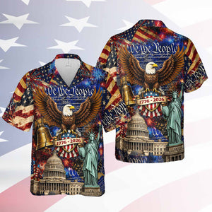 Vintage USA 250 Years We The People Hawaiian Shirt, Patriotic 1776-2026 Eagle AOP Hawaii Shirt, Independence Day Gift 685223