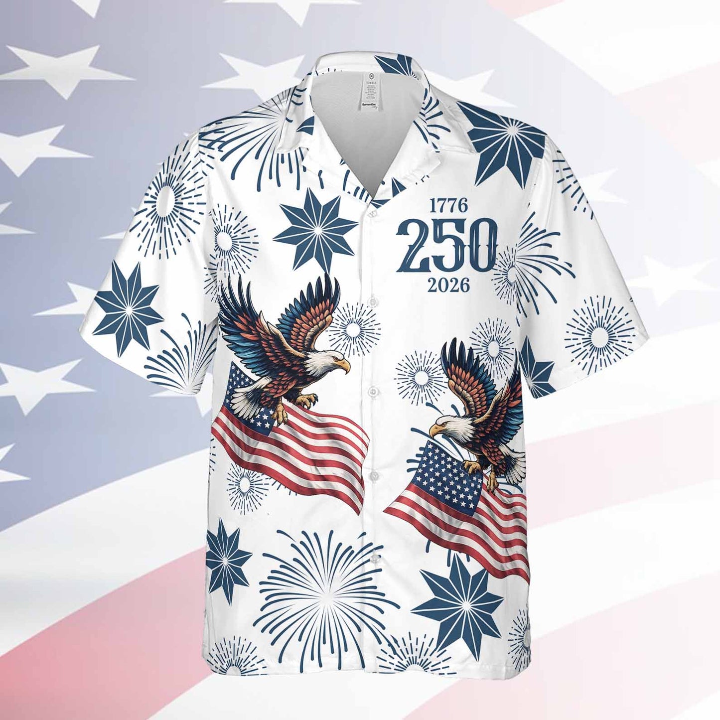 USA 250th Anniversary Hawaiian Shirt, Eagle US Flag AOP Hawaii Shirt, Patriotic 4th Of July Gift 685224