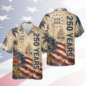 250 Years Vintage US Independence Day Hawaiian Shirt, USA 250th Anniversary AOP Hawaii Shirt 685245