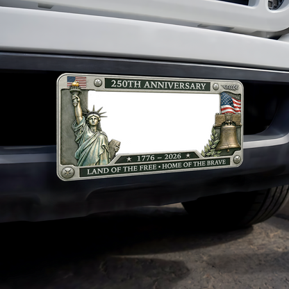 USA 250th Anniversary License Plate | Land Of The Free - Home Of The Brave Plate Holder | Patriotic 4th Of July Gift 685295