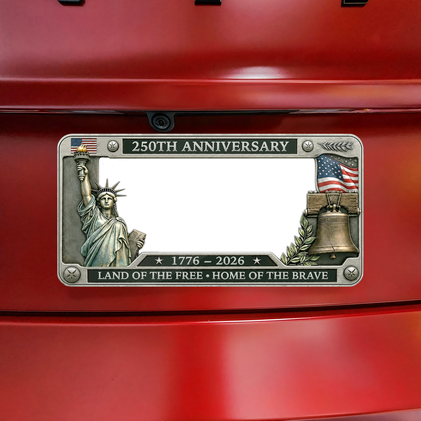 USA 250th Anniversary License Plate | Land Of The Free - Home Of The Brave Plate Holder | Patriotic 4th Of July Gift 685295