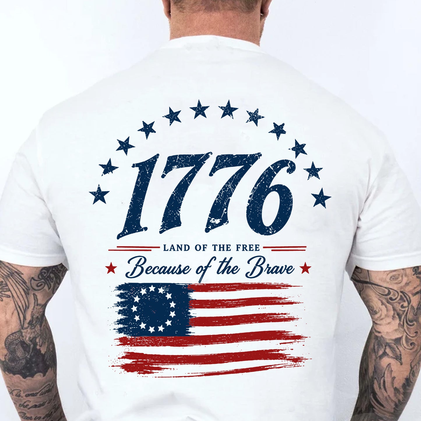 Land Of The Free Because Of The Brave Pocket & Back Bright Shirt, Patriotic 4th Of July Gift 685315