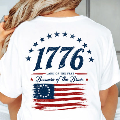 Land Of The Free Because Of The Brave Pocket & Back Bright Shirt, Patriotic 4th Of July Gift 685315