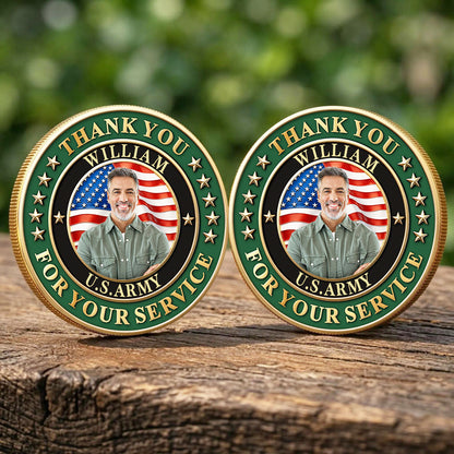 Custom Photo 250 Years USA Military Challenge Coin, Personalized Thank You For Your Service Coin 685316