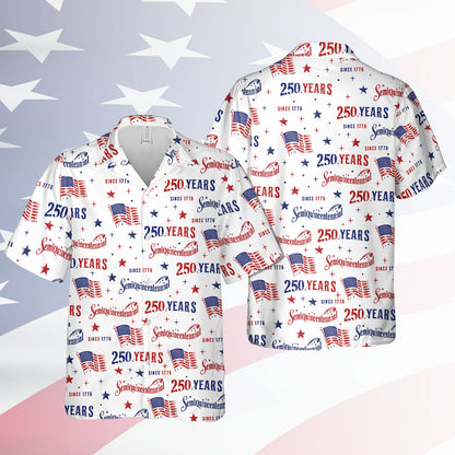 250 Years USA Hawaiian Shirt, Patriotic Semiquincentennial 1776-2026 Shirt, 4th Of July AOP Hawaii Shirt 685317