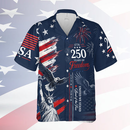 Retro USA 250 Years Of Freedom Hawaiian Shirt, Patriotic 1776-2026 Eagle AOP Hawaii Shirt, Independence Day Gift 685335