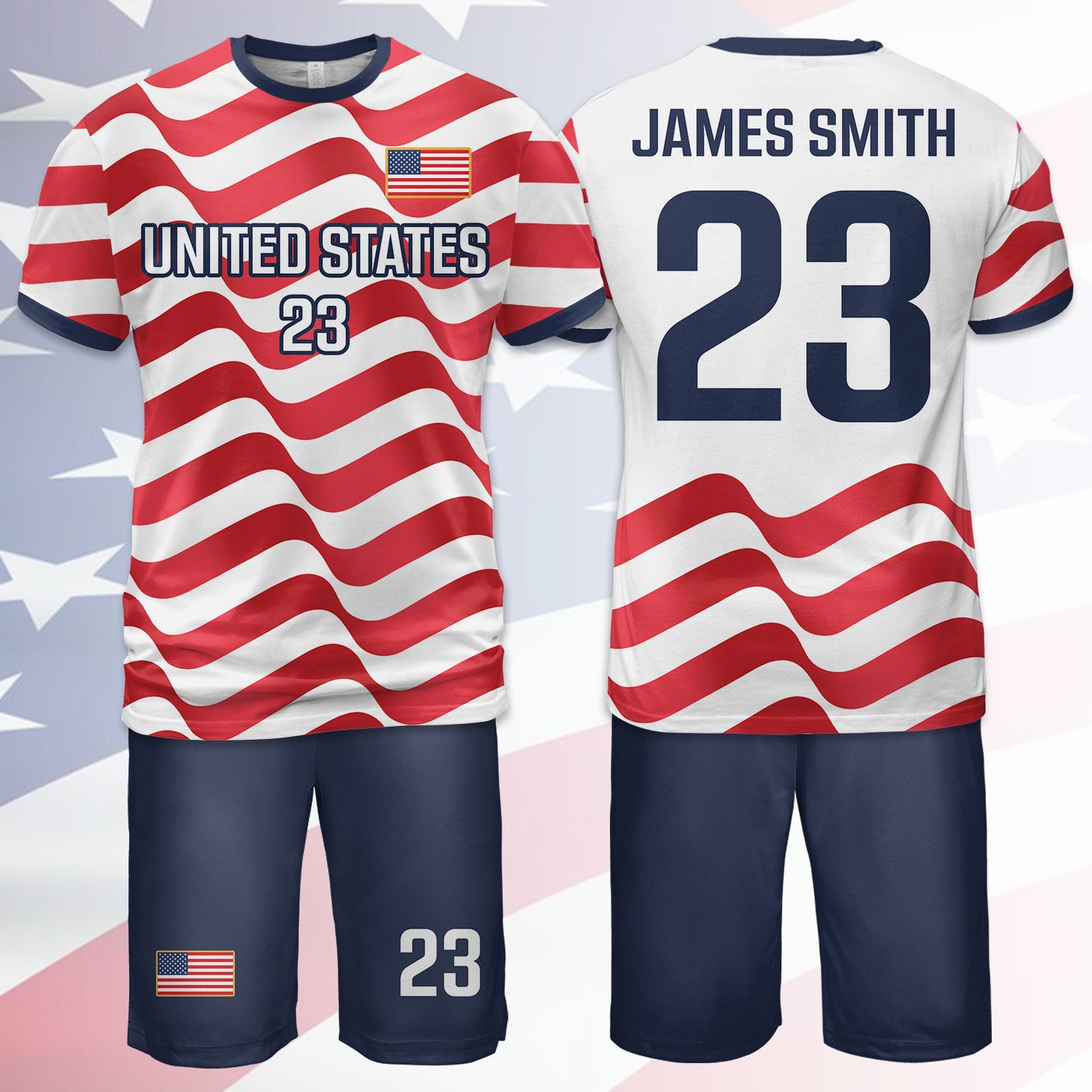 Personalized USA 2026 Soccer Jersey Set, Custom Name And Number America Shirt, Patriotic Soccer Uniform Kit 685387