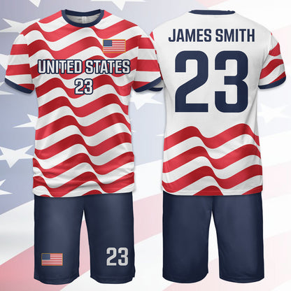 Personalized USA 2026 Soccer Jersey Set, Custom Name And Number America Shirt, Patriotic Soccer Uniform Kit 685387