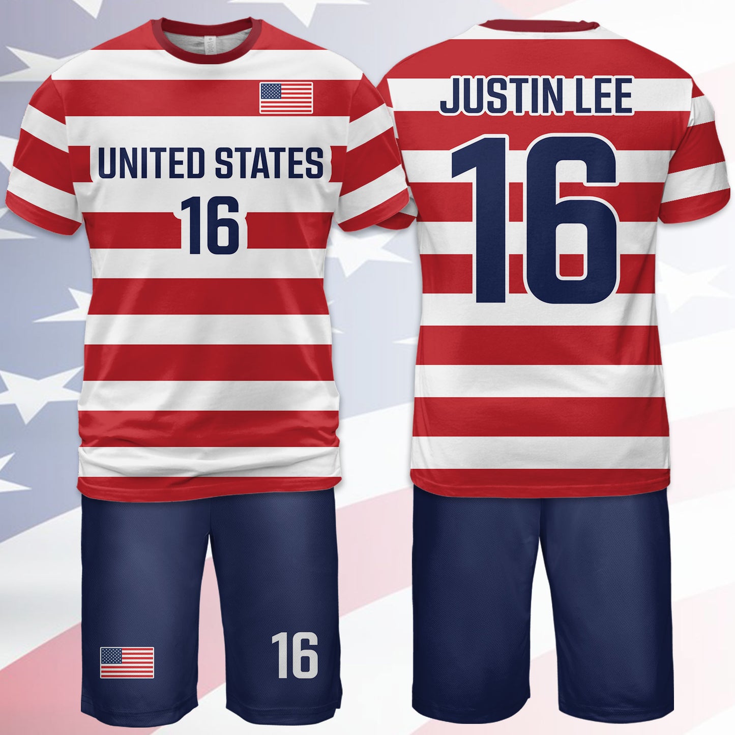 Personalized USA 2026 Soccer Jersey Set, Custom Name And Number America Shirt, Patriotic Soccer Uniform Kit 685387