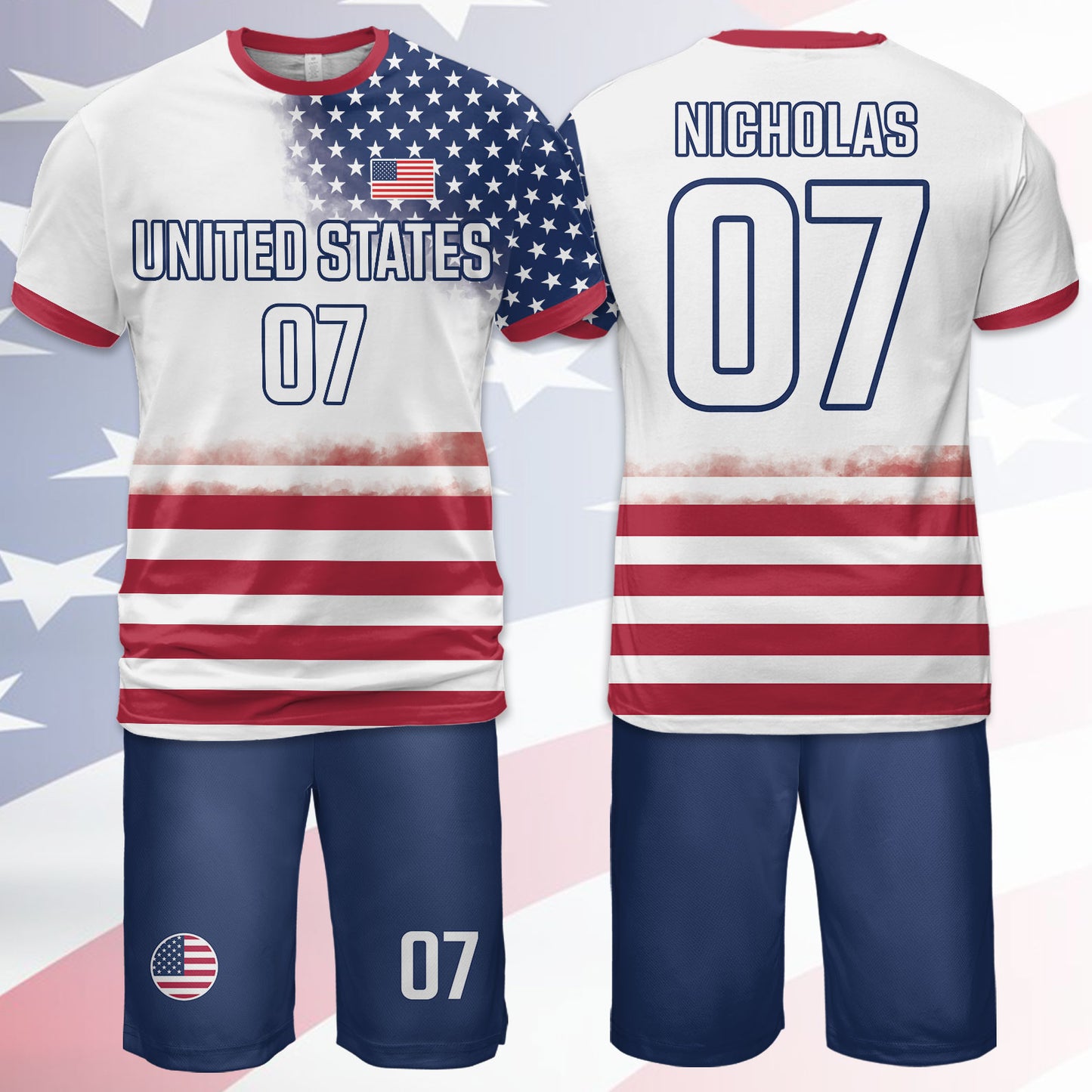 Personalized USA 2026 Soccer Jersey Set, Custom Name And Number America Shirt, Patriotic Soccer Uniform Kit 685387