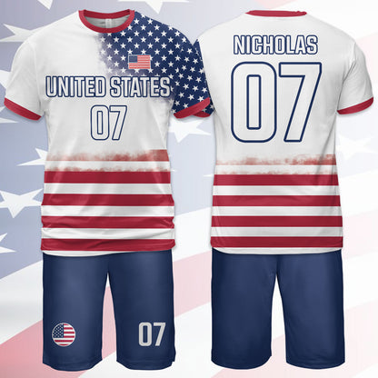 Personalized USA 2026 Soccer Jersey Set, Custom Name And Number America Shirt, Patriotic Soccer Uniform Kit 685387