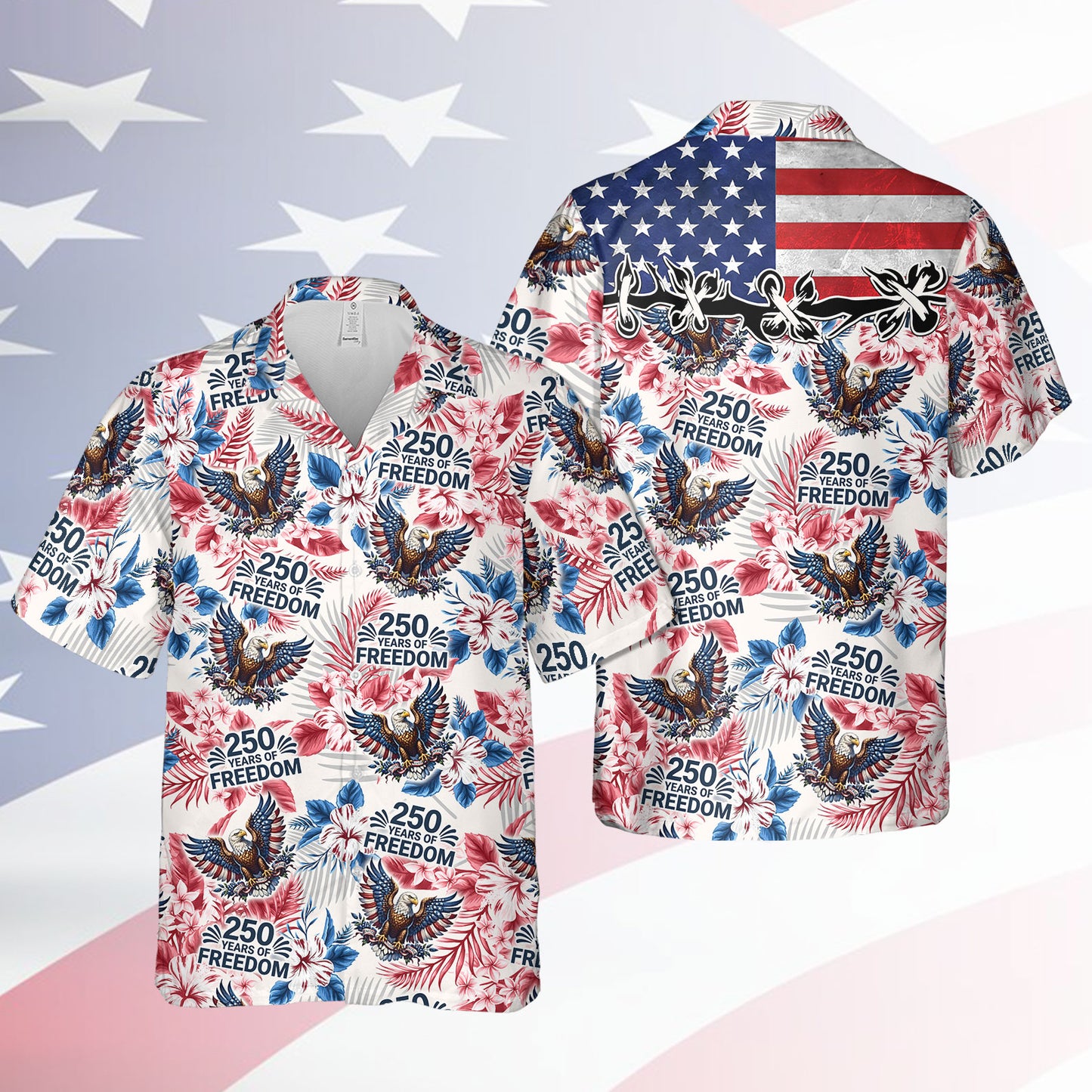 Vintage 250 Years Of Freedom Hawaiian Shirt, Patriotic 1776-2026 AOP Hawaii Shirt, Independence Day Gift 685403