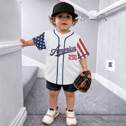 Personalized USA 250 Years Of Freedom Baseball Jersey Kid Shirt, Patriotic 1776-2026 Independence Day Shirt, 4th of July Gift 685408