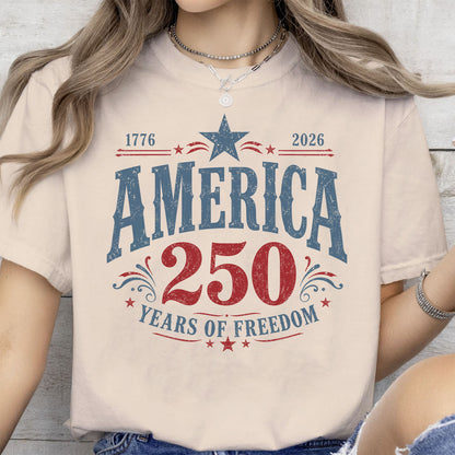 USA 250 Years Of Freedom Bright Shirt, Retro 250th Anniversary Tee, Patriotic 4th Of July Gift 685436