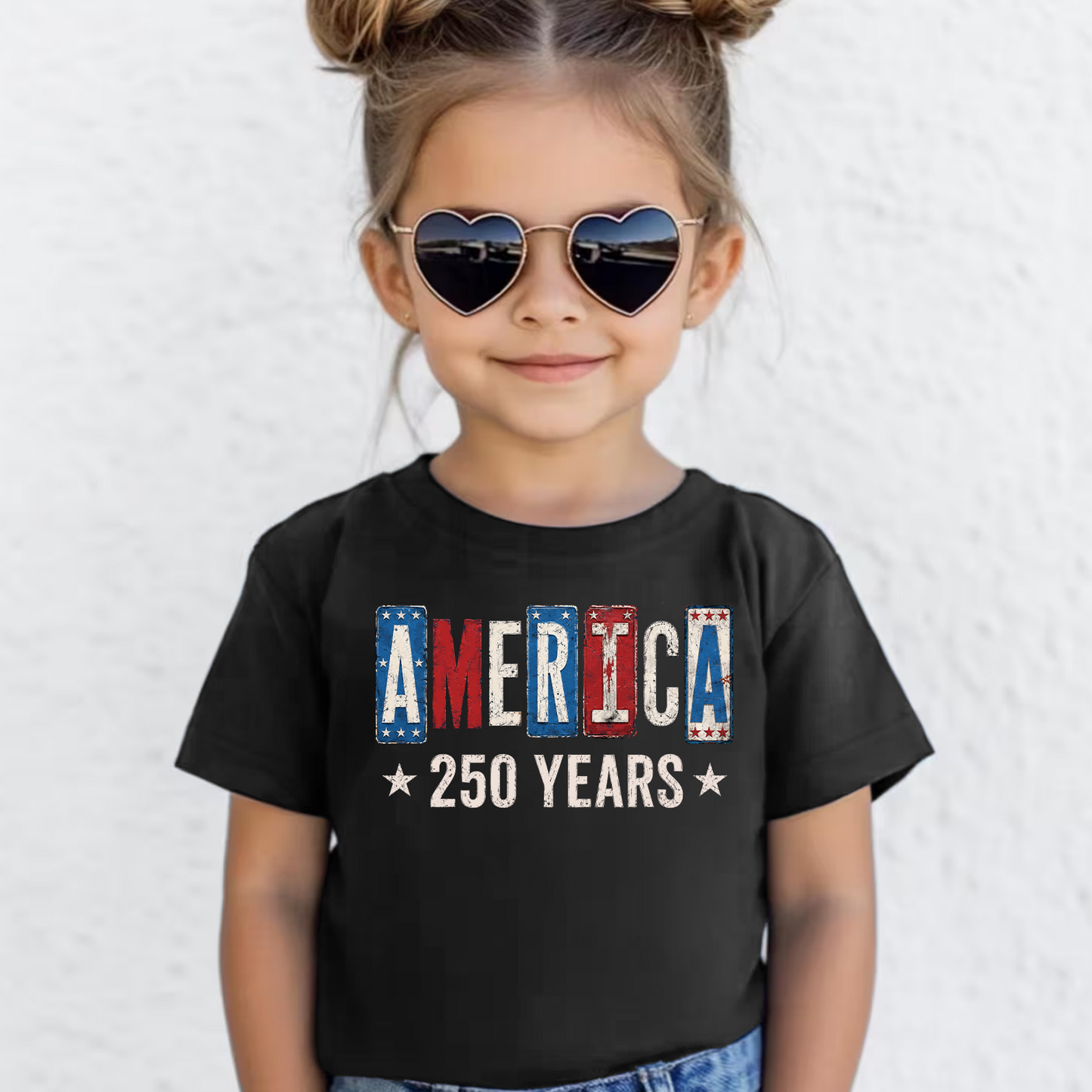 USA 250th Anniversary Front & Back Kid Shirt, American Flag Tee, Patriotic 4th Of July Gift 685429
