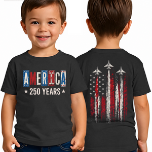 USA 250th Anniversary Front & Back Kid Shirt, American Flag Tee, Patriotic 4th Of July Gift 685429