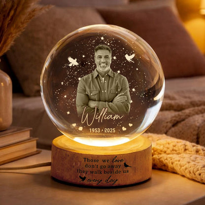 Custom Photo Memorial Crystal Ball Night Light, Mom Remembrance Gift, Dad Memorial Gift 685450