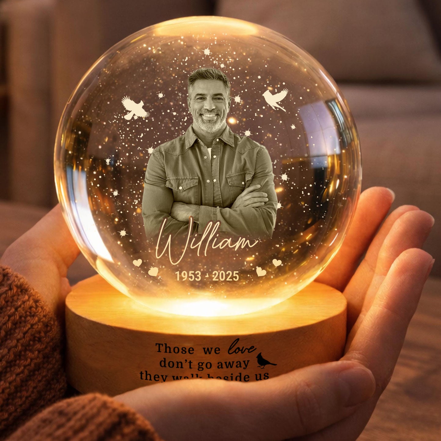 Custom Photo Memorial Crystal Ball Night Light, Mom Remembrance Gift, Dad Memorial Gift 685450