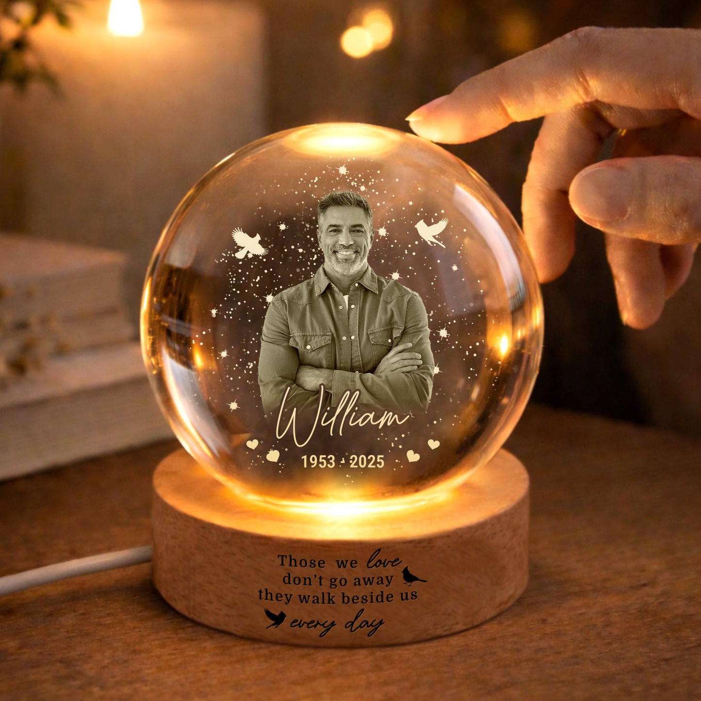 Custom Photo Memorial Crystal Ball Night Light, Mom Remembrance Gift, Dad Memorial Gift 685450