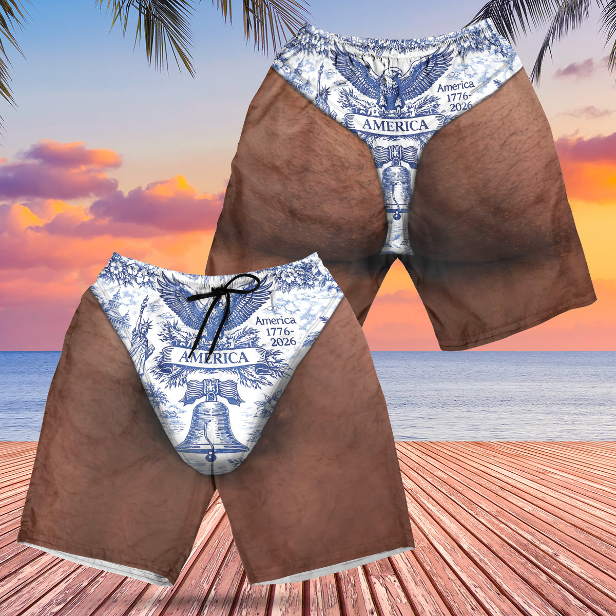 Personalized Funny USA 250 Years Patriotic Beach Shorts, 1776–2026 AOP Swim Trunks, 4th of July Gift for Men 685579