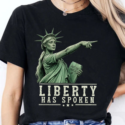 Sophie Cunningham Pointing Shirt, Liberty Has Spoken Tee, Patriotic Lady Liberty Graphic T-Shirt 685590