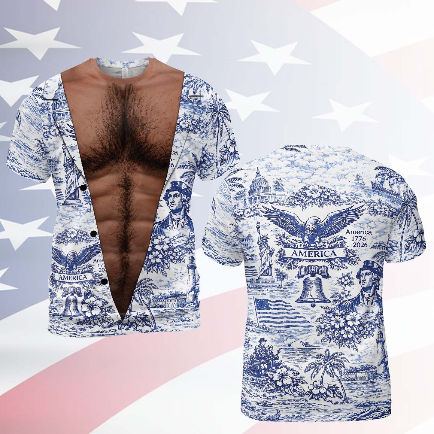 Funny 250 Years Of America AOP Shirt, Vintage Patriotic Button Shirt, USA Anniversary Tee 685591
