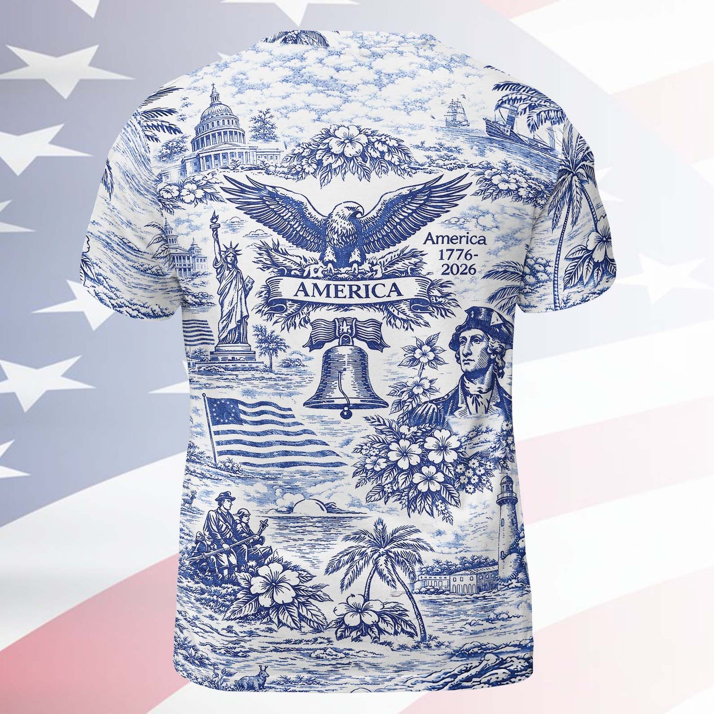 Funny 250 Years Of America AOP Shirt, Vintage Patriotic Button Shirt, USA Anniversary Tee 685591