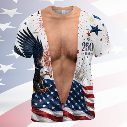 Personalized USA 250th Anniversary AOP Shirt, Vintage Patriotic Button Shirt, Funny Eagle Flag Tee 685593