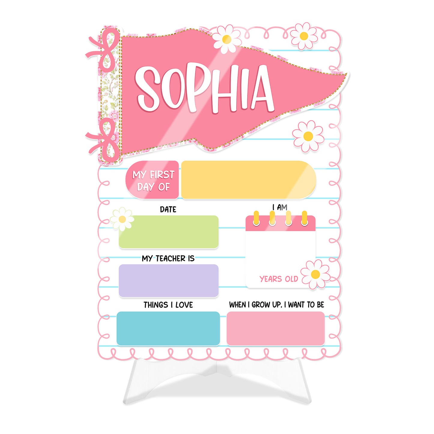 Personalized First Day of School Sign, Back to School Board, Custom Preschool Kindergarten Photo Prop 685694