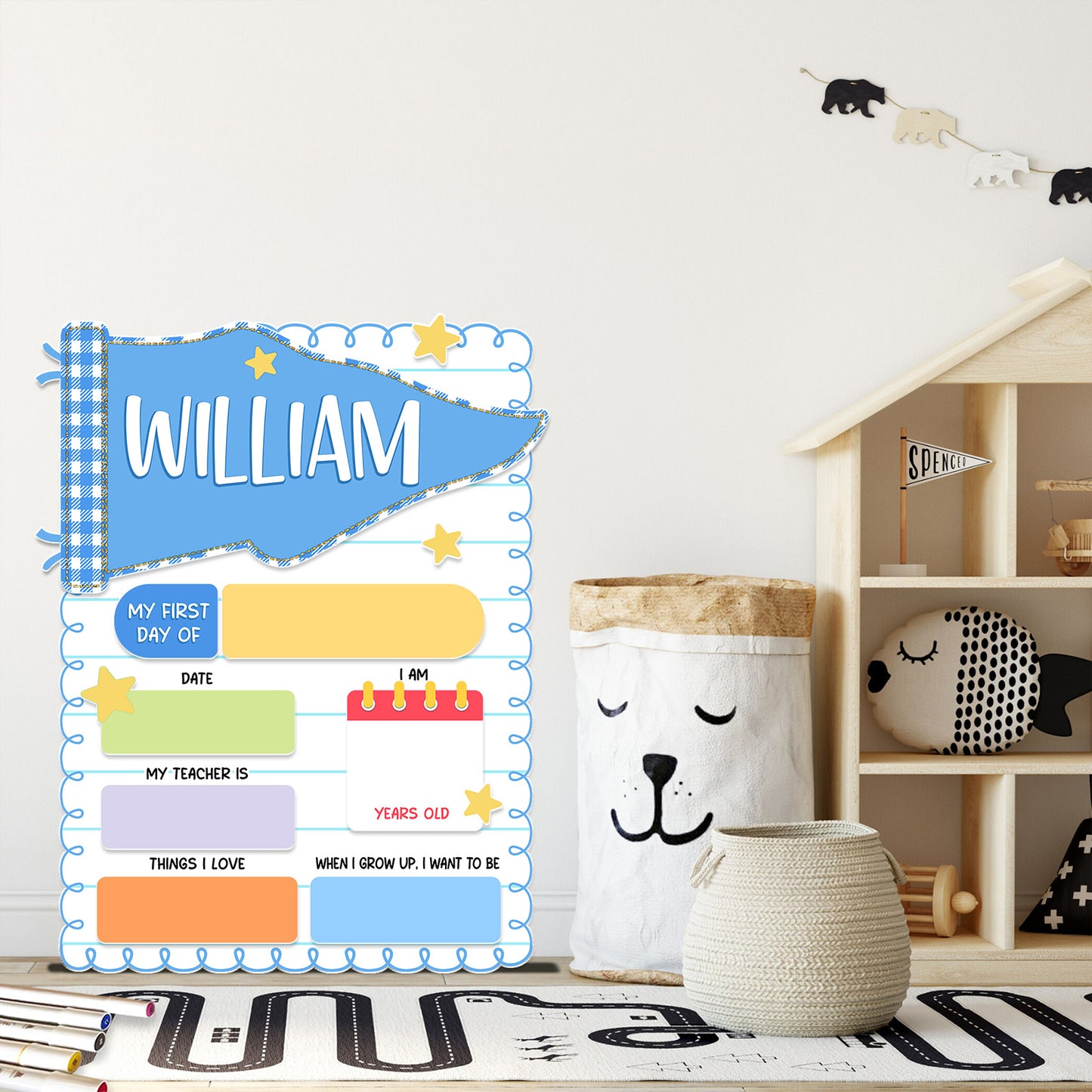 Personalized First Day of School Sign, Back to School Board, Custom Preschool Kindergarten Photo Prop 685694