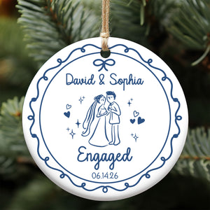 Personalized Couple Ceramic Ornament, Custom Engagement Ornament, Wedding Gift for Couple 685780