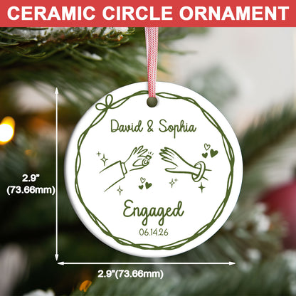 Personalized Couple Ceramic Ornament, Custom Engagement Ornament, Wedding Gift for Couple 685780
