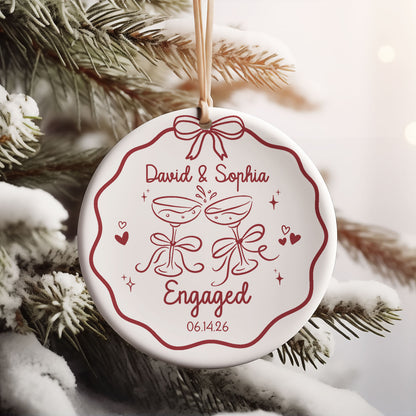 Personalized Couple Ceramic Ornament, Custom Engagement Ornament, Wedding Gift for Couple 685780