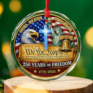 250 Years of Freedom Glass Ornament, Patriotic USA Liberty Bell Christmas Keepsake Gift 685790