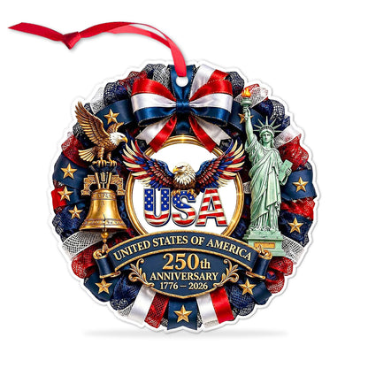 250 Years Anniversary USA Acrylic Ornament, Patriotic Christmas Ornament, Liberty Bell & Eagle Holiday Decor 685819