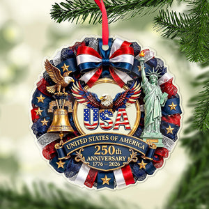 250 Years Anniversary USA Acrylic Ornament, Patriotic Christmas Ornament, Liberty Bell & Eagle Holiday Decor 685819