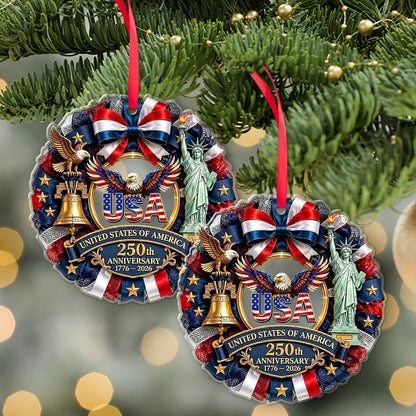 250 Years Anniversary USA Acrylic Ornament, Patriotic Christmas Ornament, Liberty Bell & Eagle Holiday Decor 685819