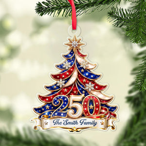 Personalized USA 250th Anniversary Acrylic Ornament, Custom Family Name 1776–2026 Christmas Tree Ornament 685839