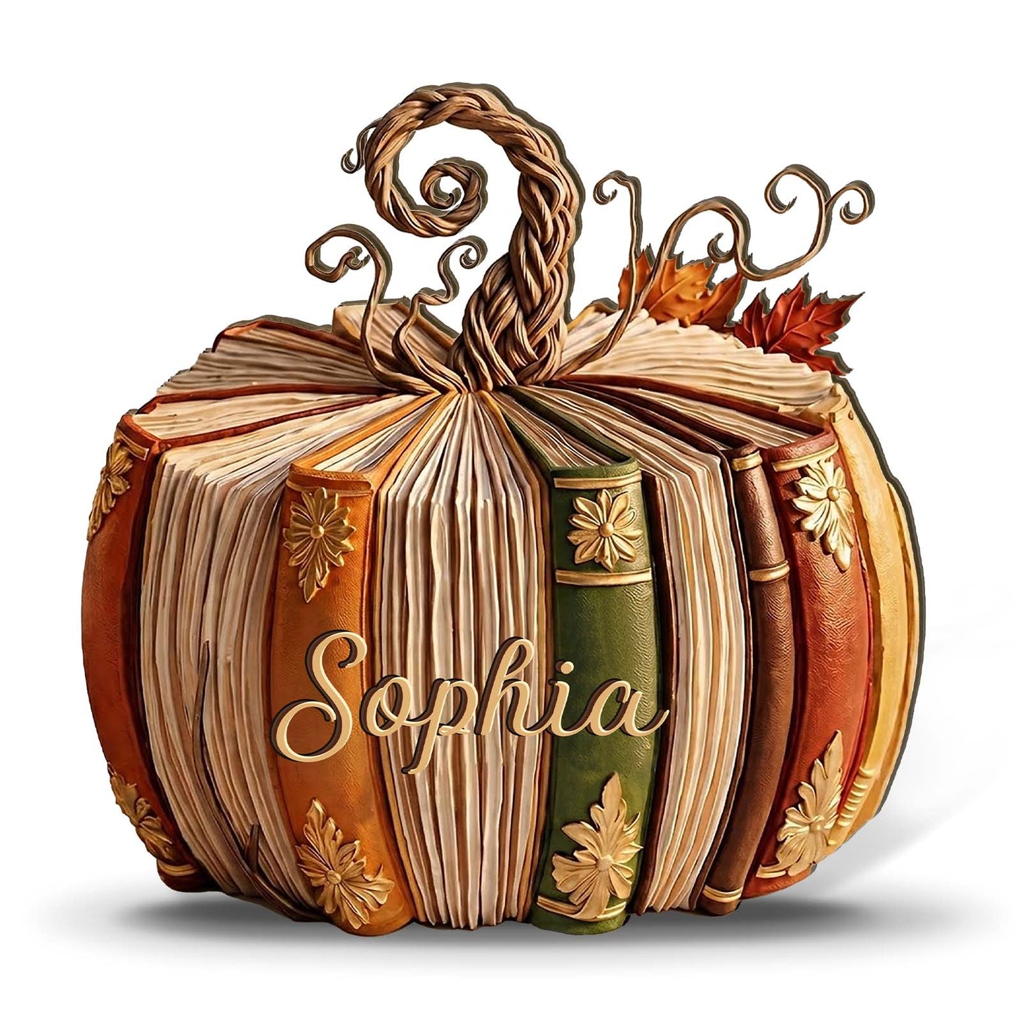 Personalized Fall Book Pumpkin Wooden Block, Custom Name Bookish Pumpkin Decor, Book Lover Librarian Gift 685850