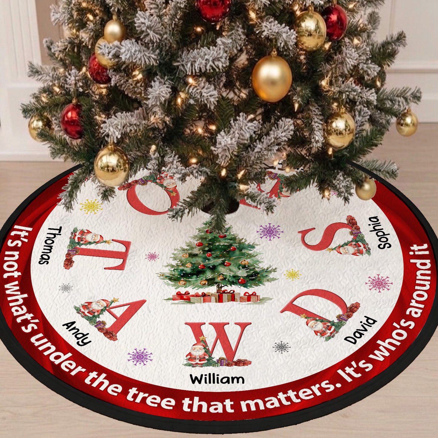 Personalized Christmas Tree Skirt, Custom Family Name Holiday Tree Decor, Christmas Tree Base Cover 685888