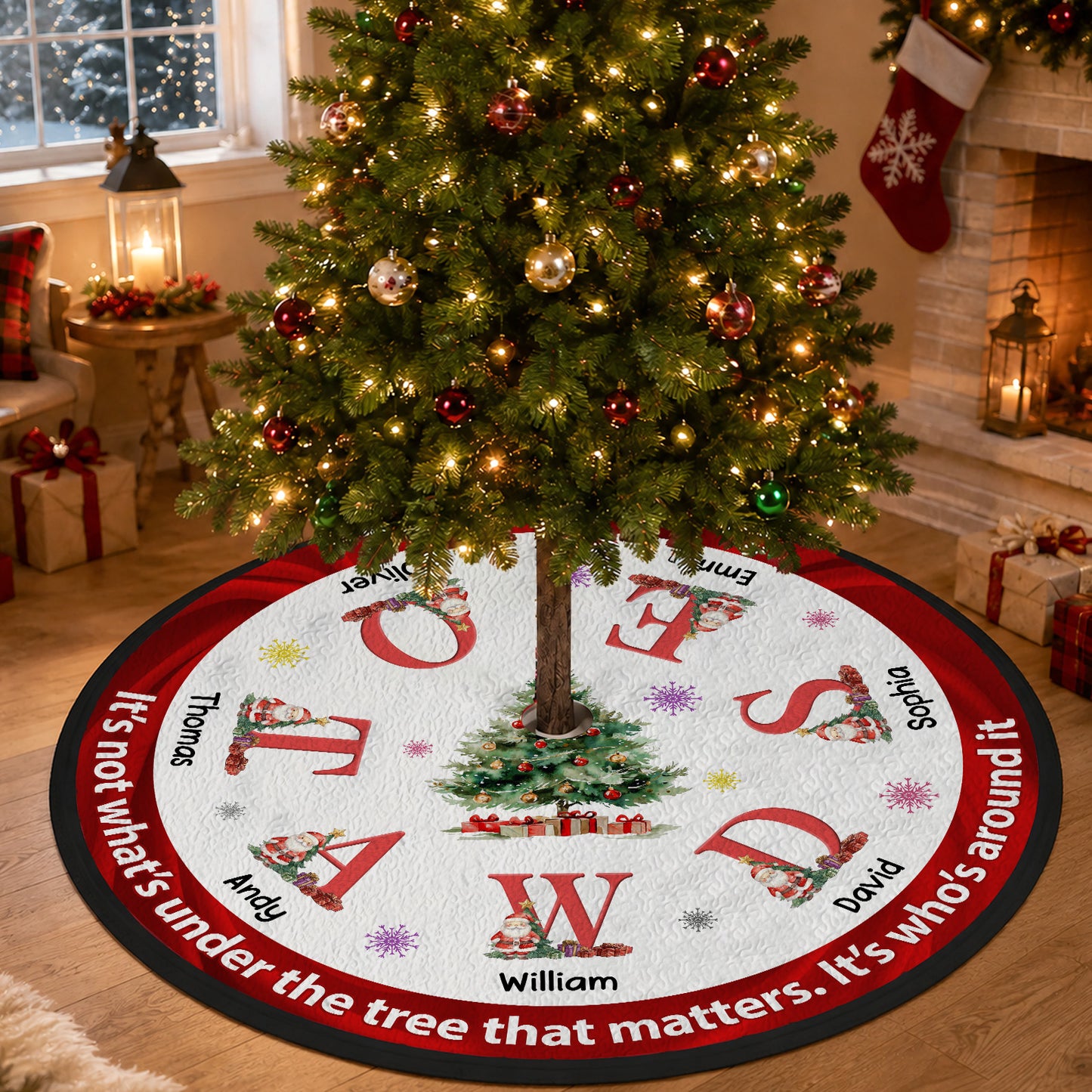 Personalized Christmas Tree Skirt, Custom Family Name Holiday Tree Decor, Christmas Tree Base Cover 685888