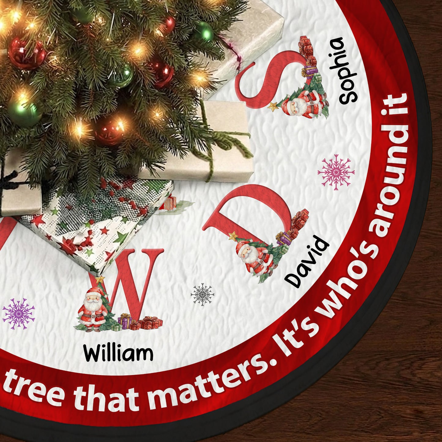 Personalized Christmas Tree Skirt, Custom Family Name Holiday Tree Decor, Christmas Tree Base Cover 685888