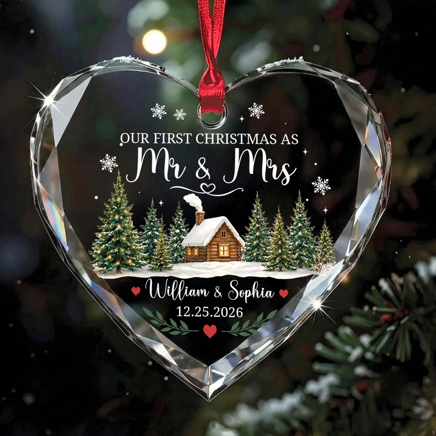 Personalized First Christmas Married Glass Ornament, Custom Mr & Mrs Christmas Keepsake, Wedding Gift for Couple 685940