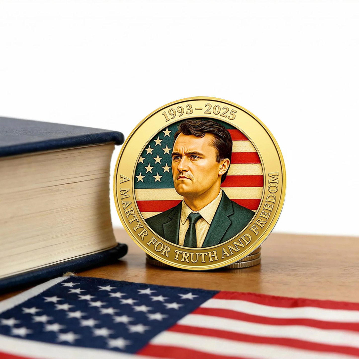 Charlie Kirk Commemorative Coin, 1993-2025 Memorial Tribute Coin, Patriotic Christian Keepsake 686057
