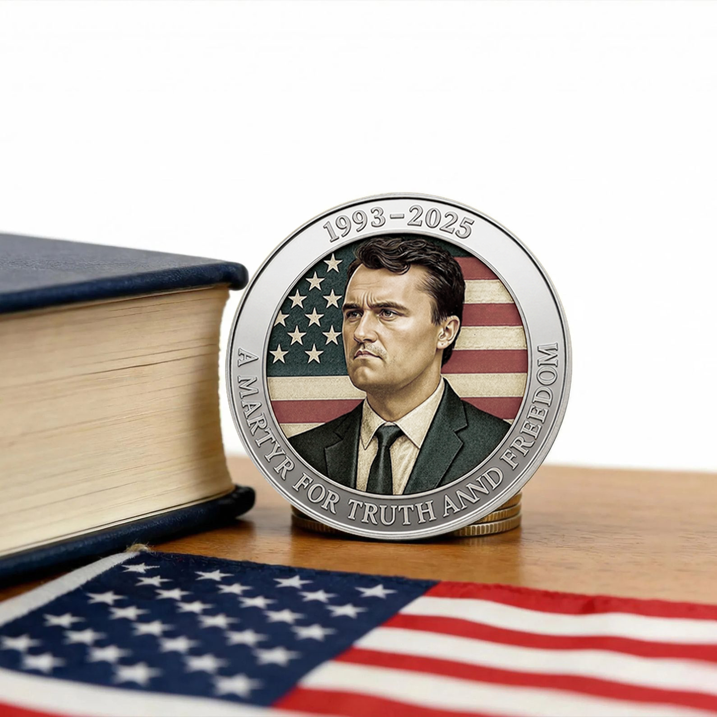 Charlie Kirk Commemorative Coin, 1993-2025 Memorial Tribute Coin, Patriotic Christian Keepsake 686057