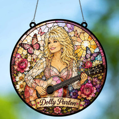 Dolly Parton Memorial Stained Glass Suncatcher, Country Music Tribute Gift, Dolly Parton Fan Gift 686109